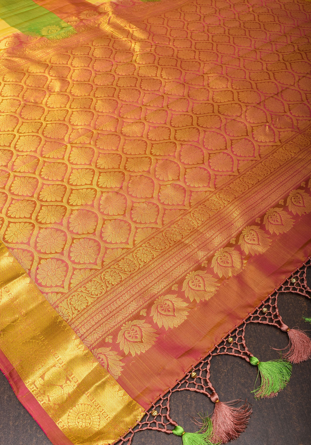 Exquisite Paalum Pazhamum Classic Kanjeevaram Multicolor Saree with zari Border | SILK MARK CERTIFIED