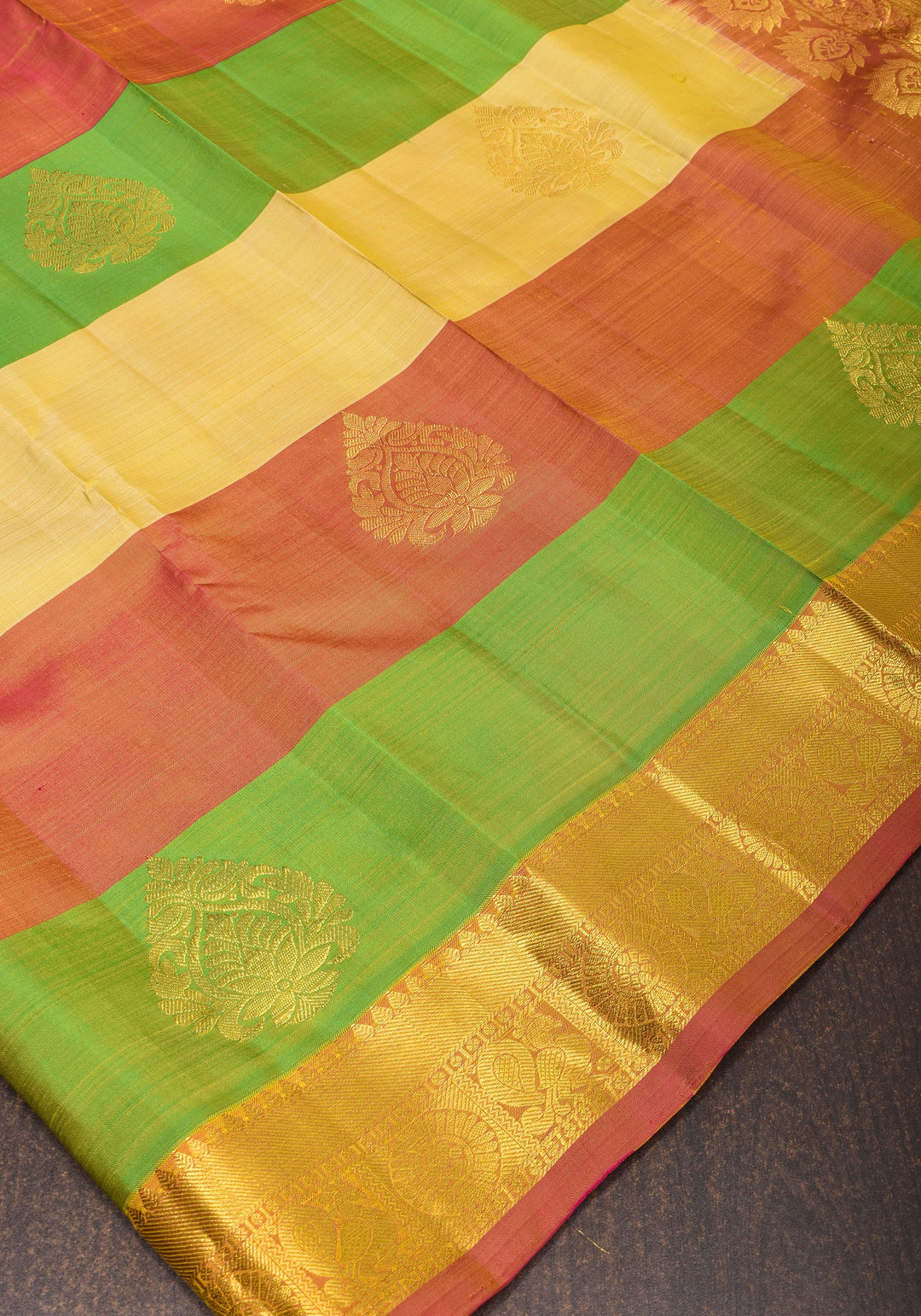 Exquisite Paalum Pazhamum Classic Kanjeevaram Multicolor Saree with zari Border | SILK MARK CERTIFIED