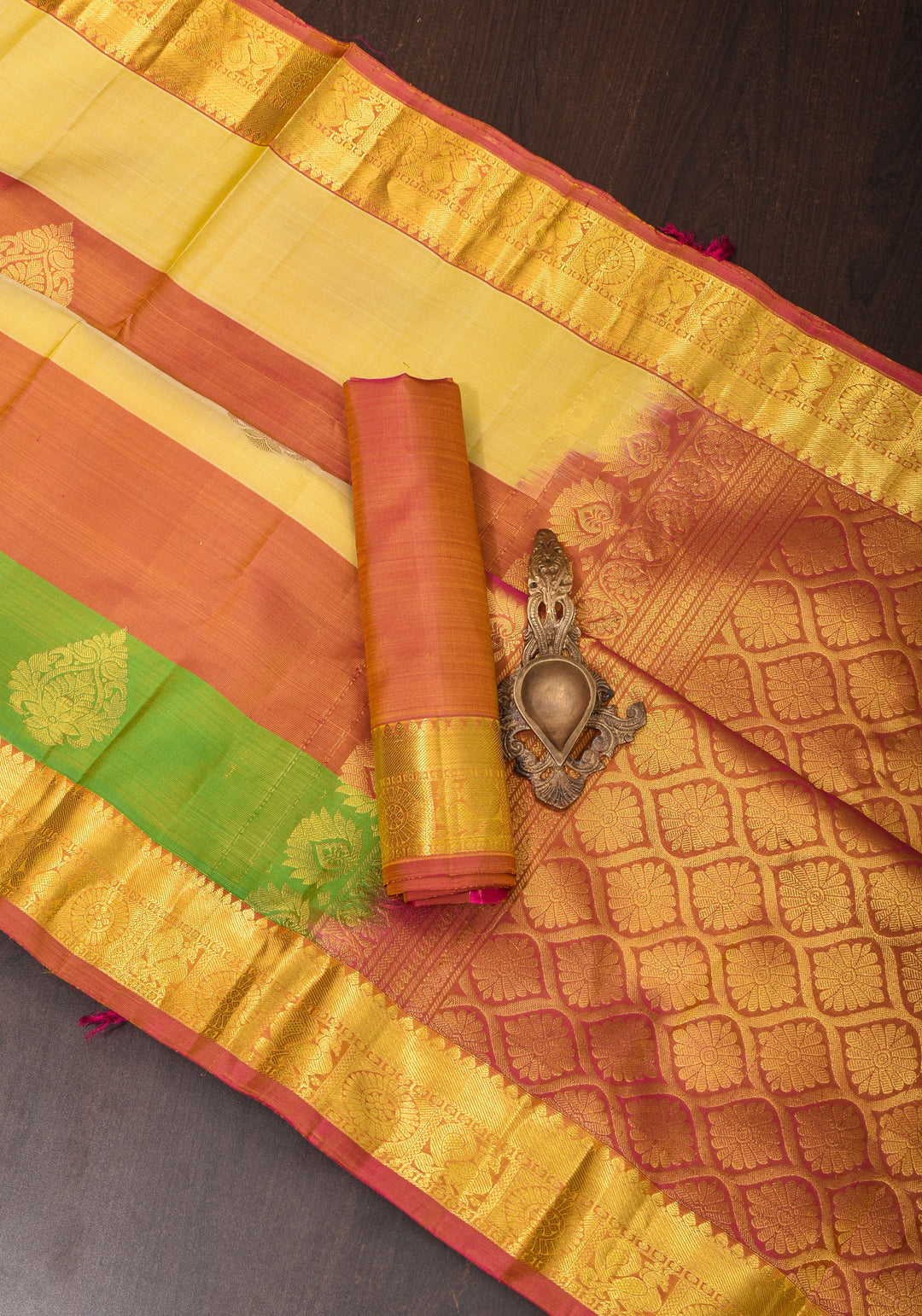 Exquisite Paalum Pazhamum Classic Kanjeevaram Multicolor Saree with zari Border | SILK MARK CERTIFIED