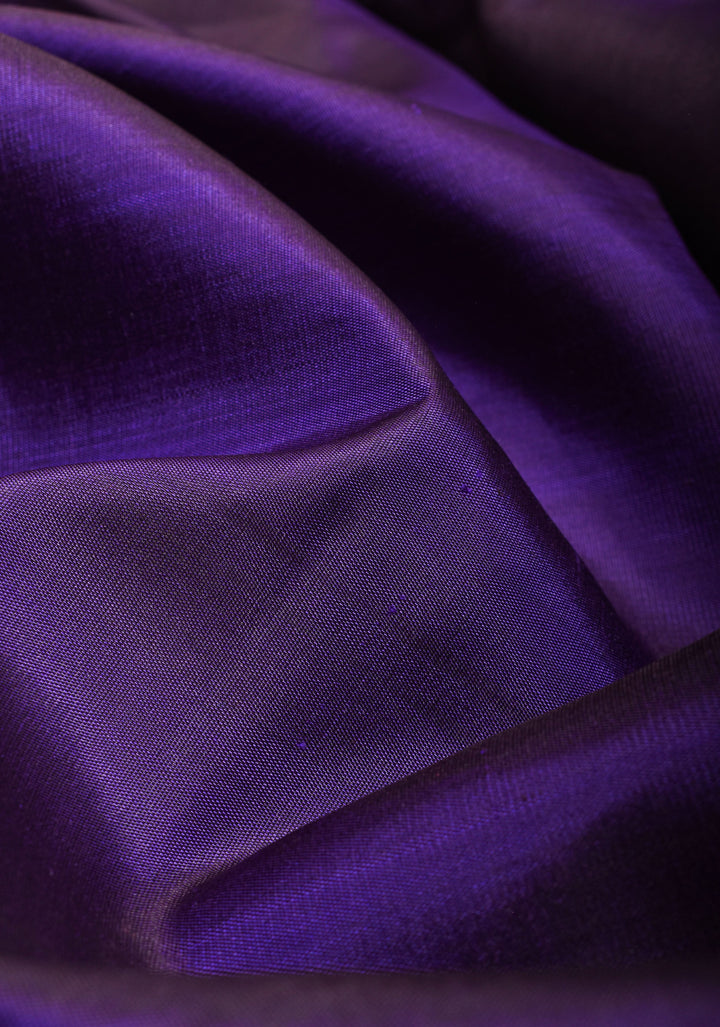 Dark Purple  tone  Kanjivaram Silk Saree with Antique gold Zari Temple border | SILK MARK CERTIFIED