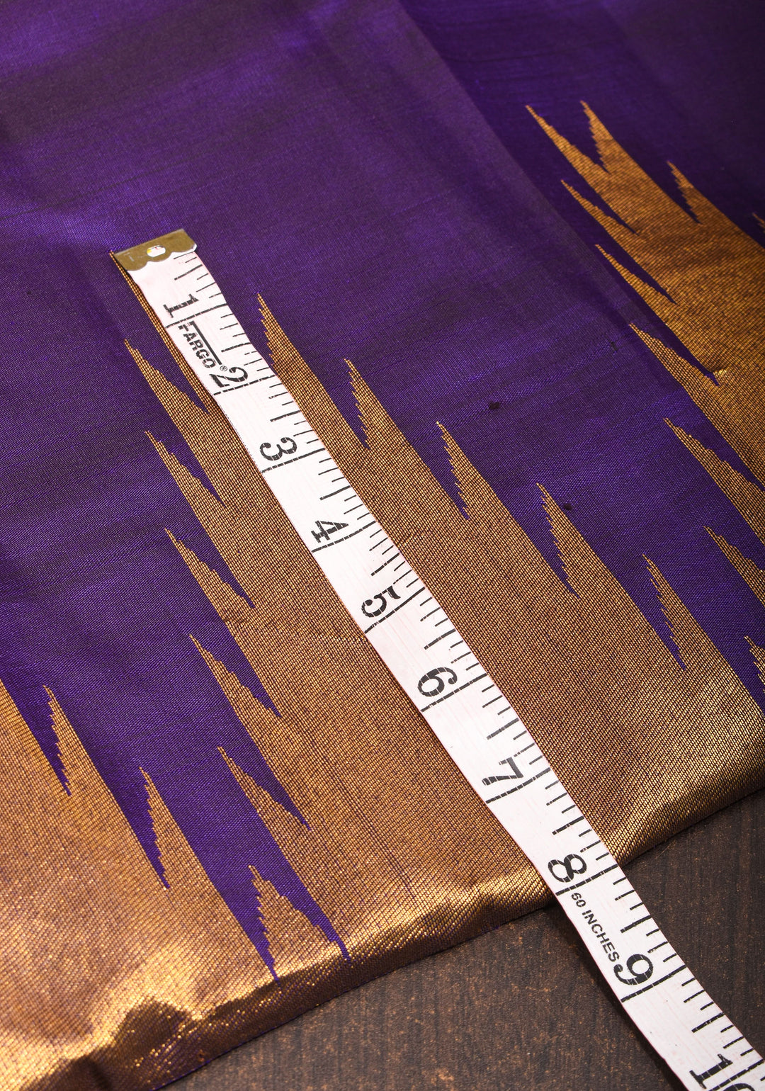 Dark Purple  tone  Kanjivaram Silk Saree with Antique gold Zari Temple border | SILK MARK CERTIFIED