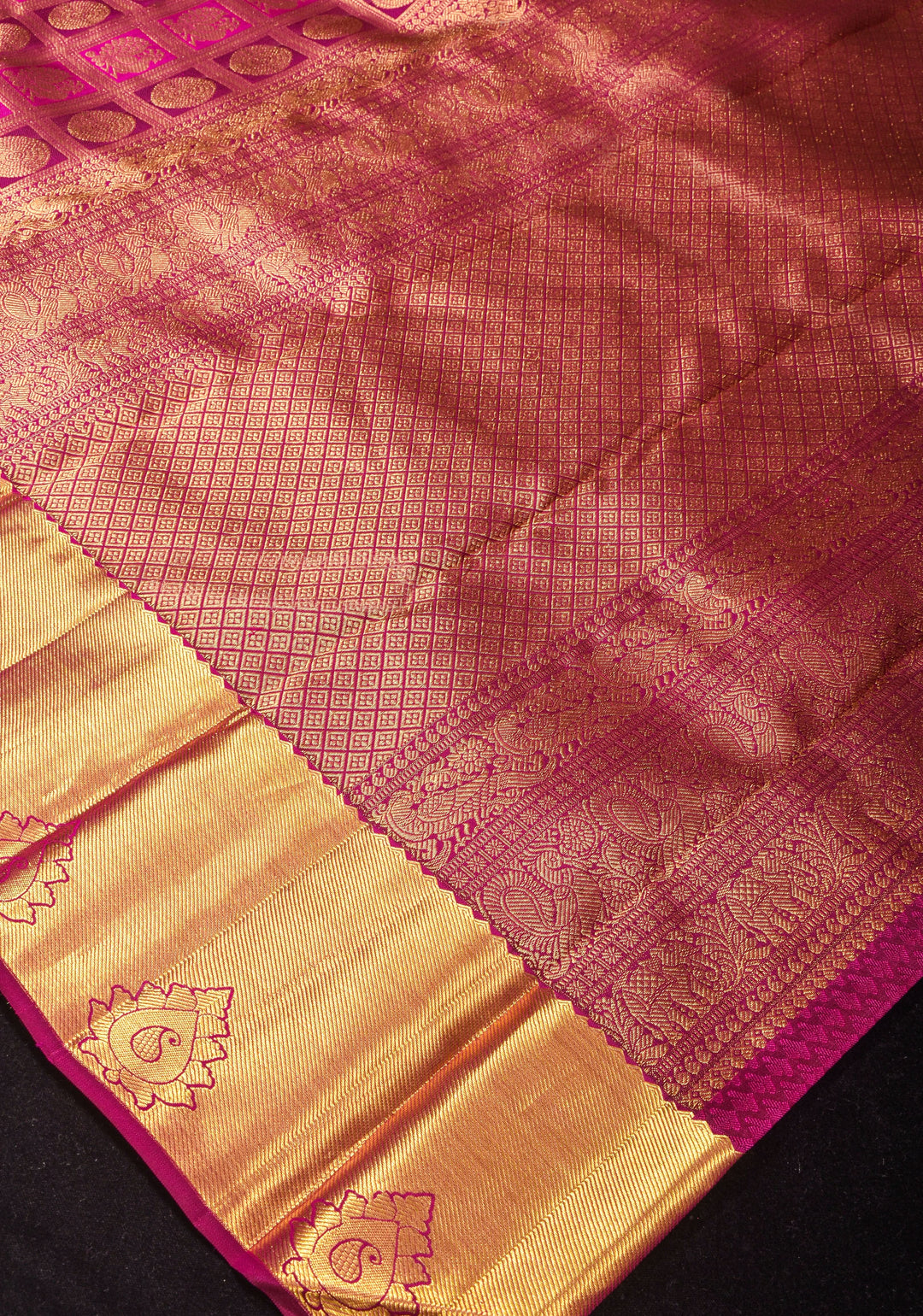 Pink Patola Design Brocade Kanjivaram Silk saree with Antique Gold Zari | SILK MARK CERTIFIED