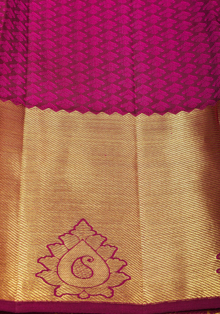 Pink Patola Design Brocade Kanjivaram Silk saree with Antique Gold Zari | SILK MARK CERTIFIED