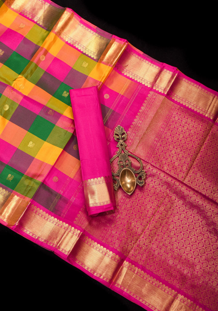 Pre-Order Exquisite Paalum Pazhamum Classic Kanjeevaram silk saree in Multicolor with zari Motifs | SILK MARK CERTIFIED