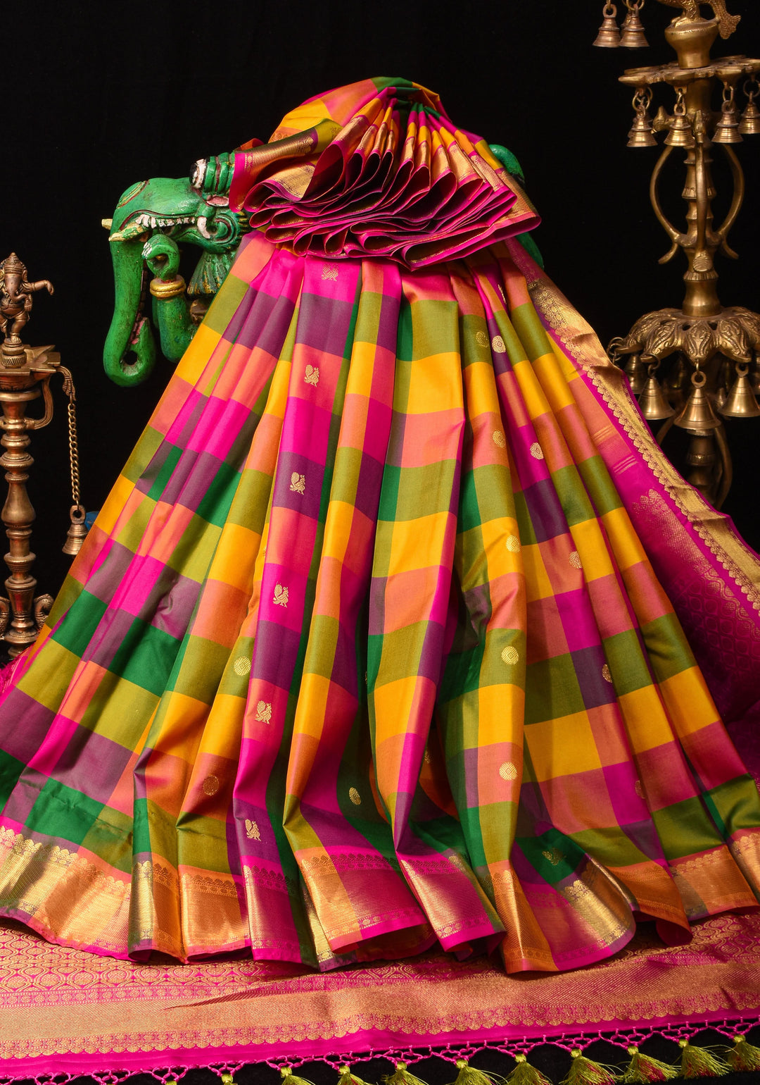 Pre-Order Exquisite Paalum Pazhamum Classic Kanjeevaram silk saree in Multicolor with zari Motifs | SILK MARK CERTIFIED
