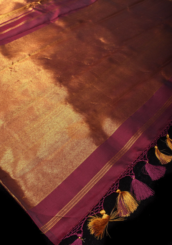 Celebrity design Rising Border Kanjivaram Pure Silk Saree in Maroon, Zari Border | SILK MARK CERTIFIED