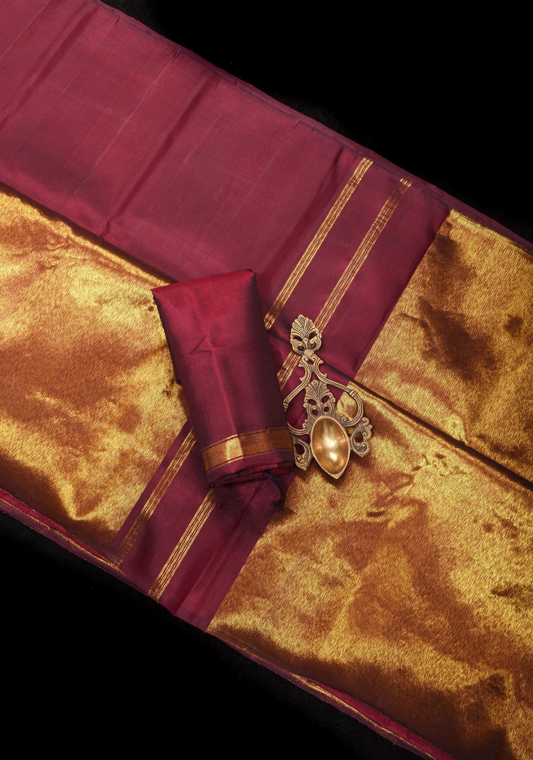 Celebrity design Rising Border Kanjivaram Pure Silk Saree in Maroon, Zari Border | SILK MARK CERTIFIED
