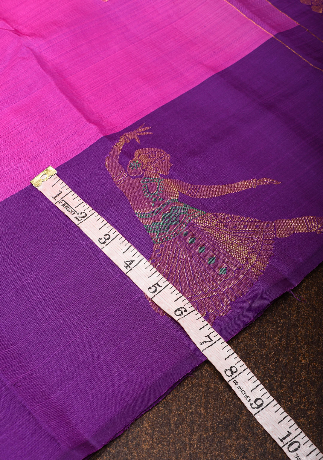 Purplish Pink Silk Kanjivaram Saree with Distinct Dancing Buttas in Border | SILK MARK CERTIFIED