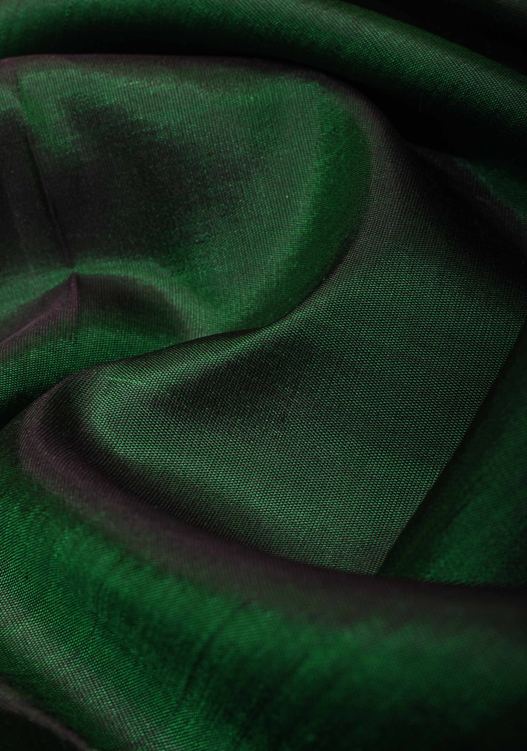 Green Dual Tone Pure Kanjivaram Silk Saree with Zari Temple Borders | SILK MARK CERTIFIED
