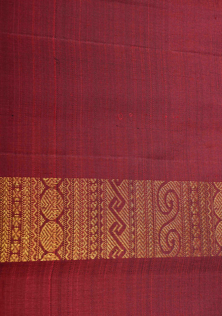 Bottle Green Kanjivaram Pure Silk Saree with Brocade Temple Border Panel Design  | SILK MARK CERTIFIED