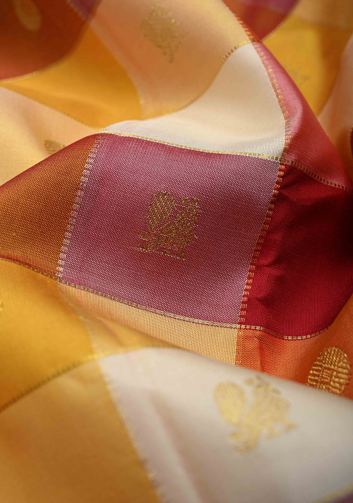 Multicolor Pallum Pazhamum Kanjivaram Silk Saree with Zari Buttas and Zari Border | SILK MARK CERTIFIED