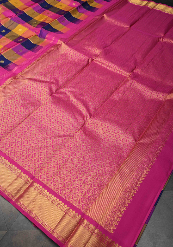 Multicolor Palum Pazhamum Kanjivaram Silk Saree with Zari Buttas and Zari Border | SILK MARK CERTIFIED