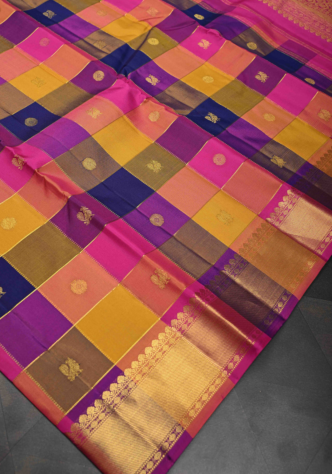 Multicolor Palum Pazhamum Kanjivaram Silk Saree with Zari Buttas and Zari Border | SILK MARK CERTIFIED