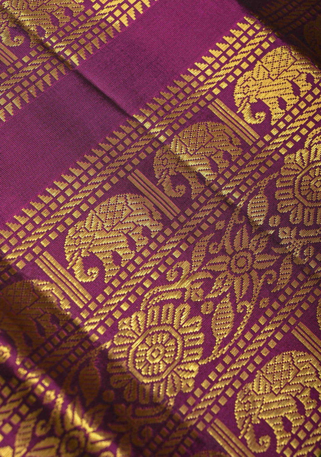 Green Kanjivaram Pure Silk Saree with Zari Stripes Buttas and Wide Contrast Border | SILK MARK CERTIFIED