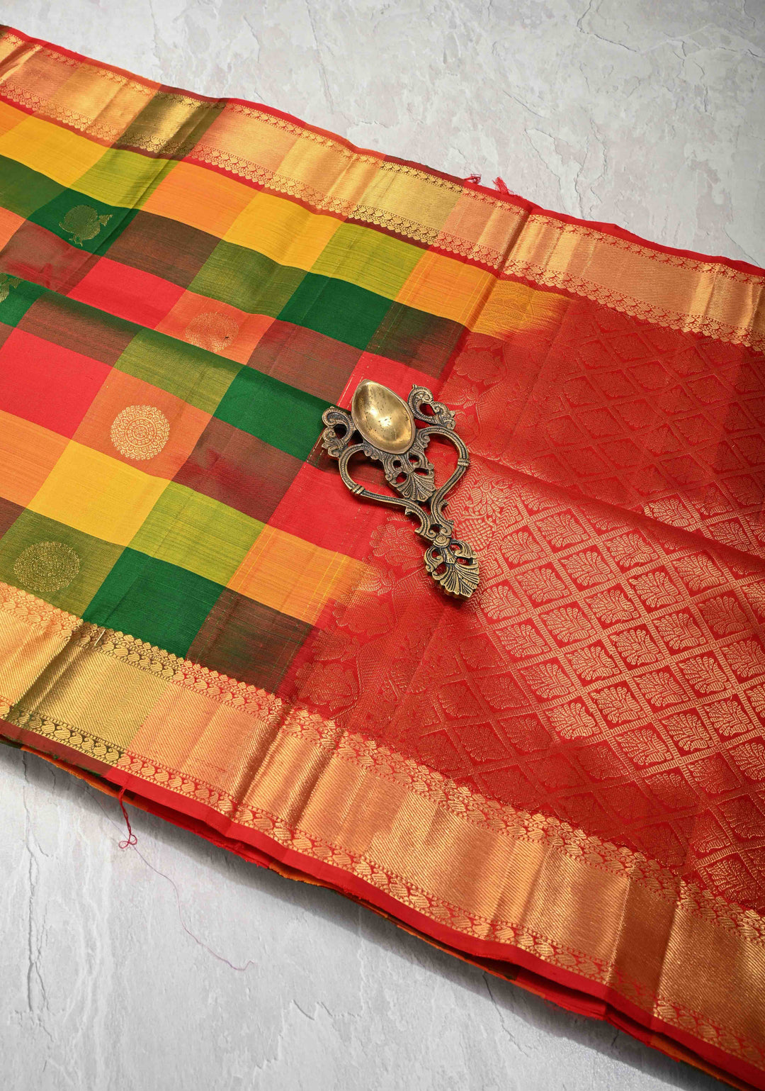 Multicolor Palum Pazhamum Kanjivaram Silk Saree with Zari  Buttas and Zari Border | SILK MARK CERTIFIED