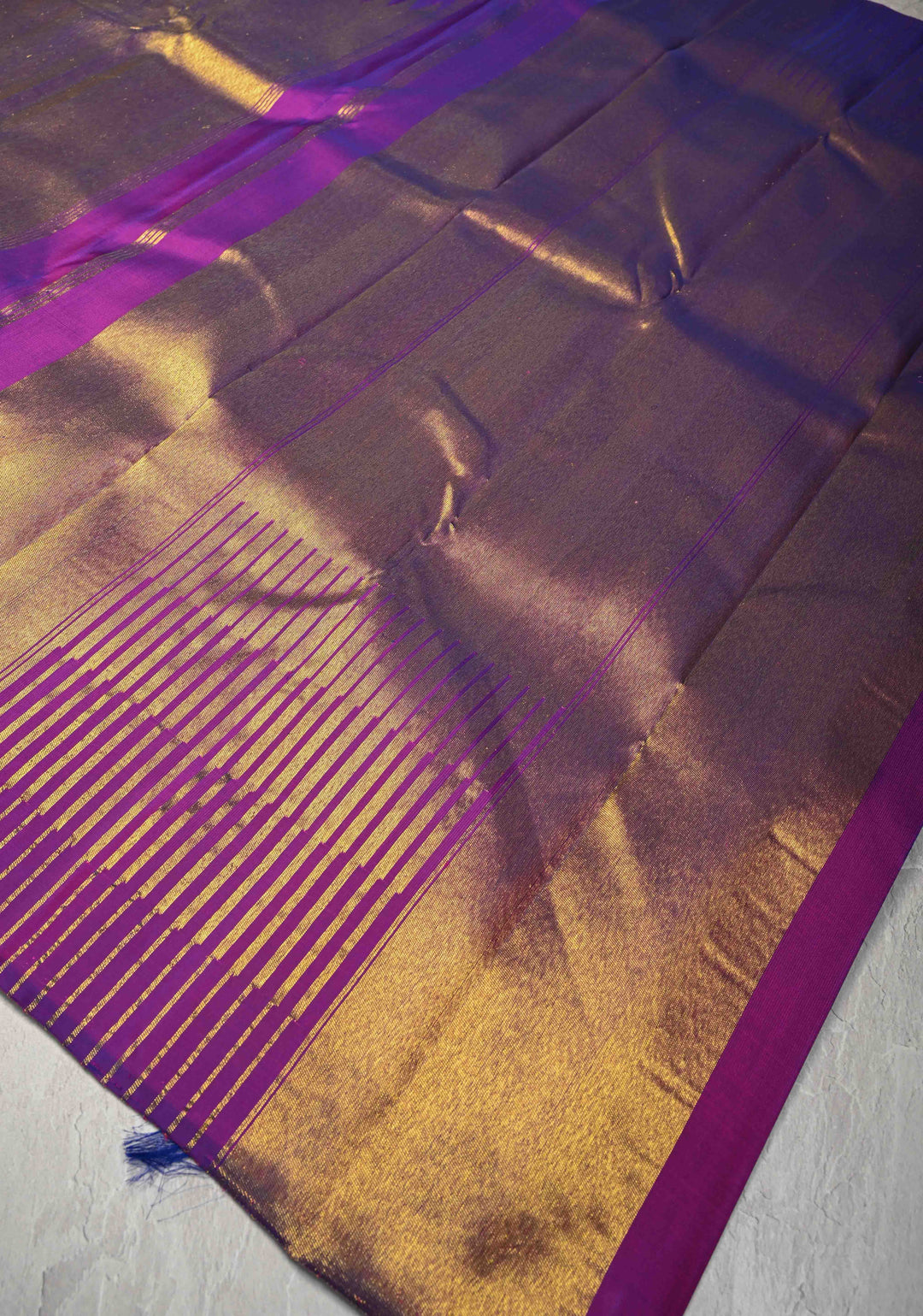 Peacock Blue Pure Kanjivaram Silk Saree with Gold Rising Temple Border | SILK MARK CERTIFIED