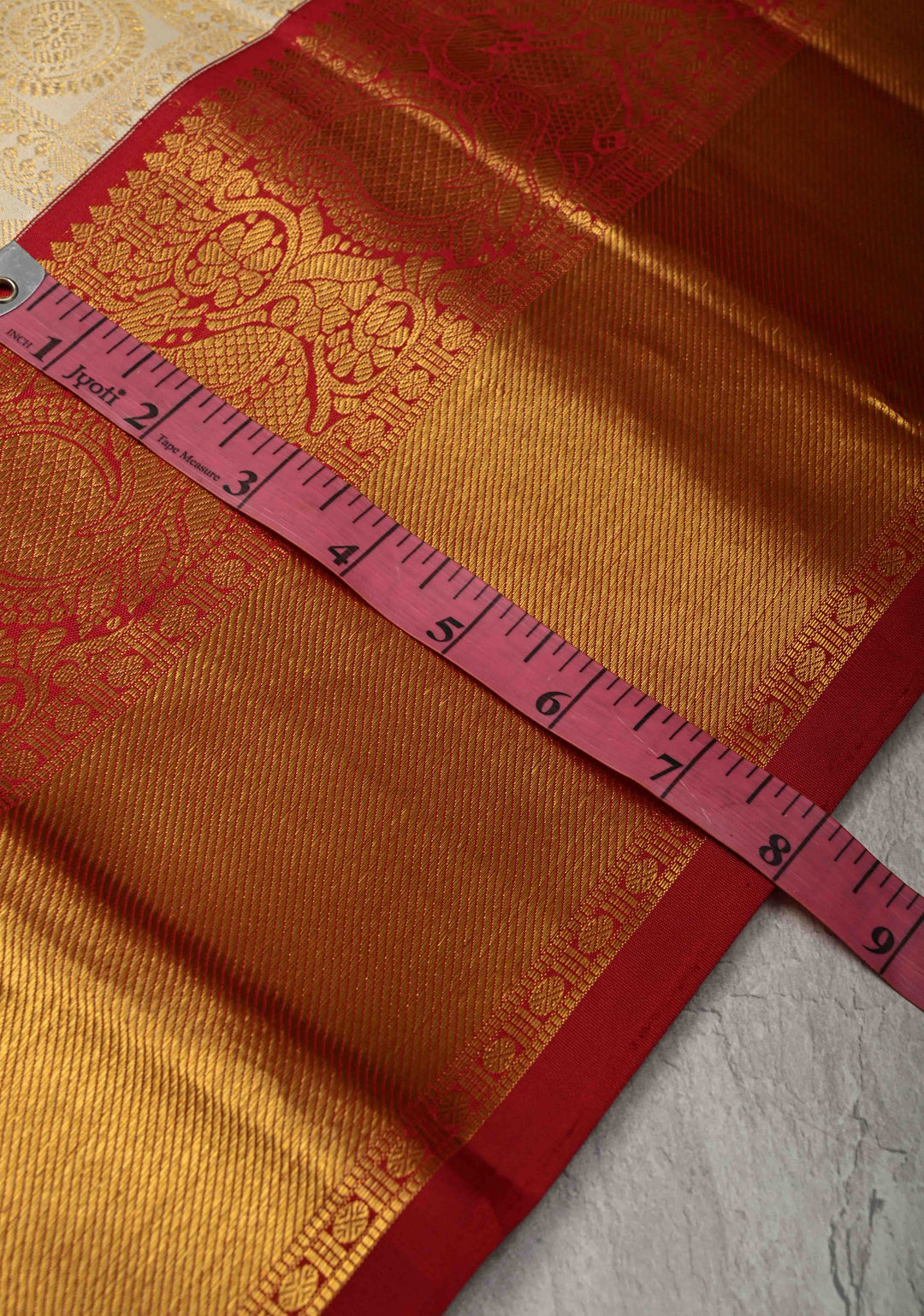 Korvai White Patola Design Brocade Kanjivaram Silk saree with Red Zari Border| SILK MARK CERTIFIED
