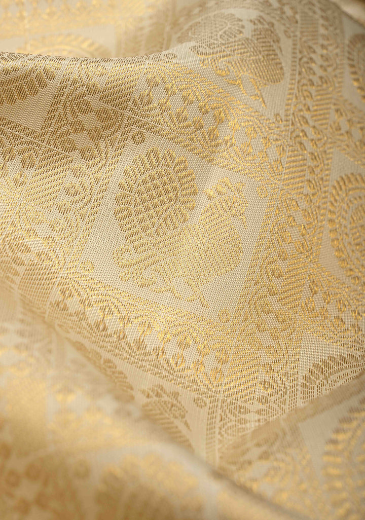 Korvai White Patola Design Brocade Kanjivaram Silk saree with Red Zari Border| SILK MARK CERTIFIED