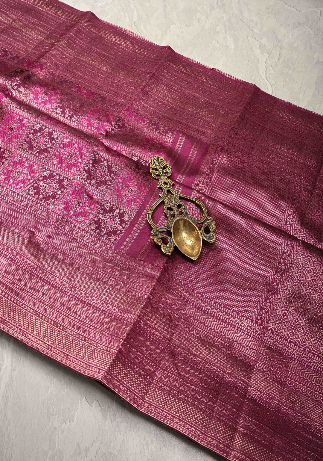 Shades of Pink-Magenta Meenakari Patola Design Brocade Kanjivaram Silk saree with Zari Border | SILK MARK CERTIFIED