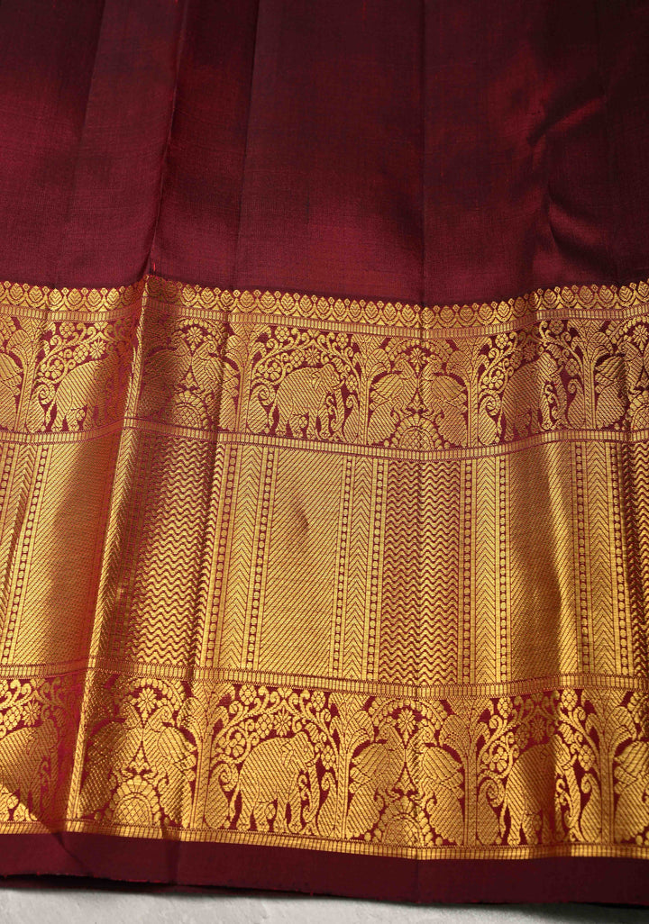 Maroon Meenakari Patola Design Brocade Kanjivaram Silk saree with Wide Zari Border | SILK MARK CERTIFIED