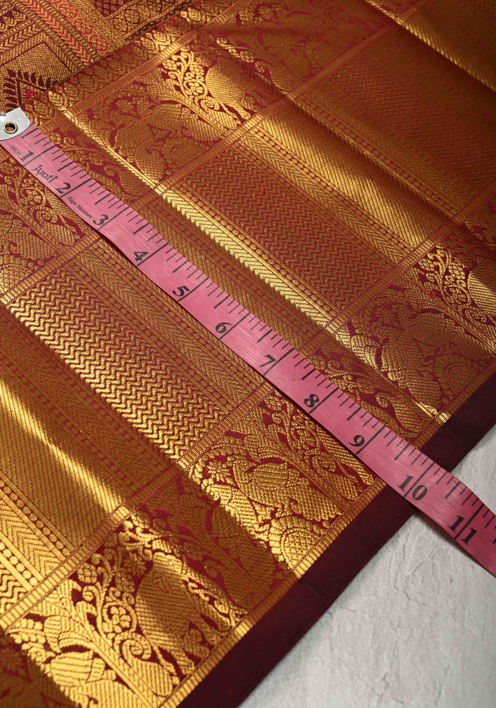 Maroon Meenakari Patola Design Brocade Kanjivaram Silk saree with Wide Zari Border | SILK MARK CERTIFIED