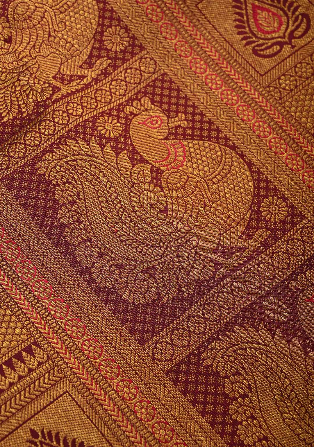 Maroon Meenakari Patola Design Brocade Kanjivaram Silk saree with Wide Zari Border | SILK MARK CERTIFIED