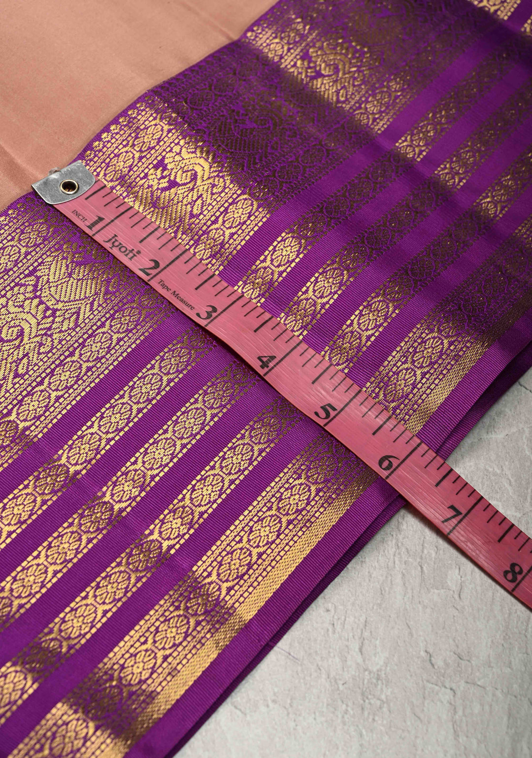 Sandstone Kanjivaram Pure Silk Saree with Peacock Zari Buttas and Contrast Zari Border | SILK MARK CERTIFIED