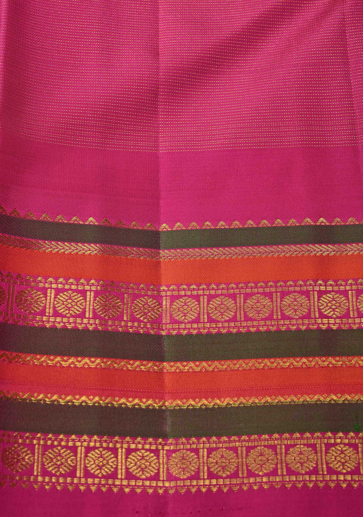 Off White Vairaoosi on Kanjivaram Pure Silk Saree with Temple Korvai Contrast Zari Border | SILK MARK CERTIFIED