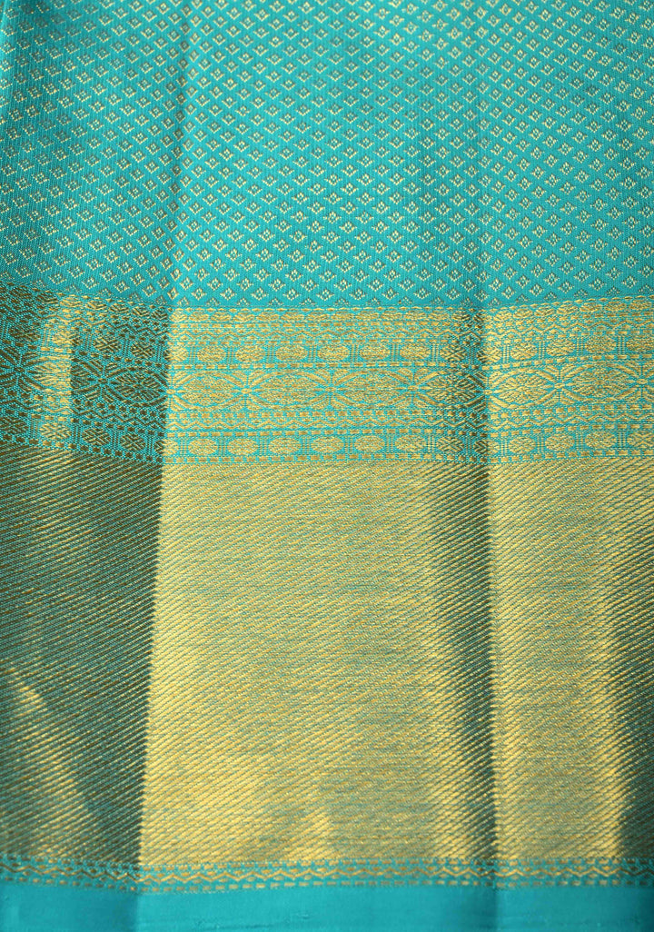 Salmon Pink Kanjivaram Tissue Silk Saree with Meenakari Floral Jaal and Contrast Zari Border | SILK MARK CERTIFIED