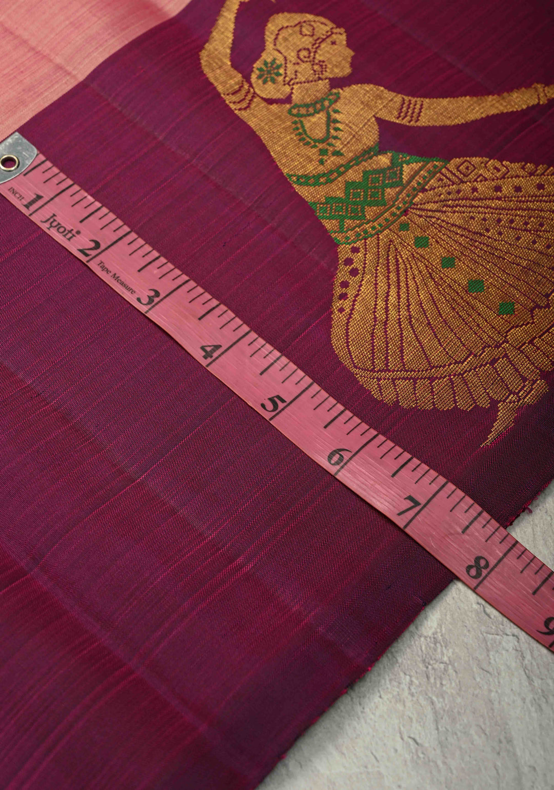 Dusty Rose Kanjivaram Pure Silk Saree with Zari Buttas and Distinct Meenakari Bharatanatyam Lady on Border| SILK MARK CERTIFIED | SHOBITAM