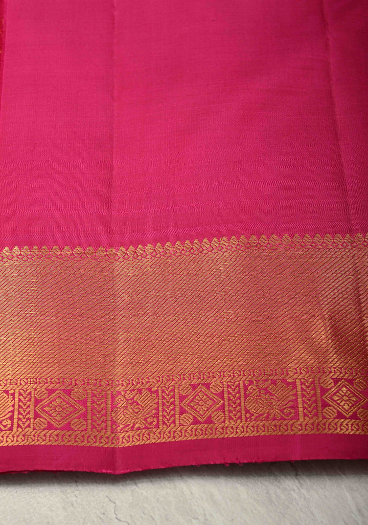 Multicolor Pallum Pazhamum Kanjivaram Silk Saree with Zari Buttas and Zari Border | SILK MARK CERTIFIED