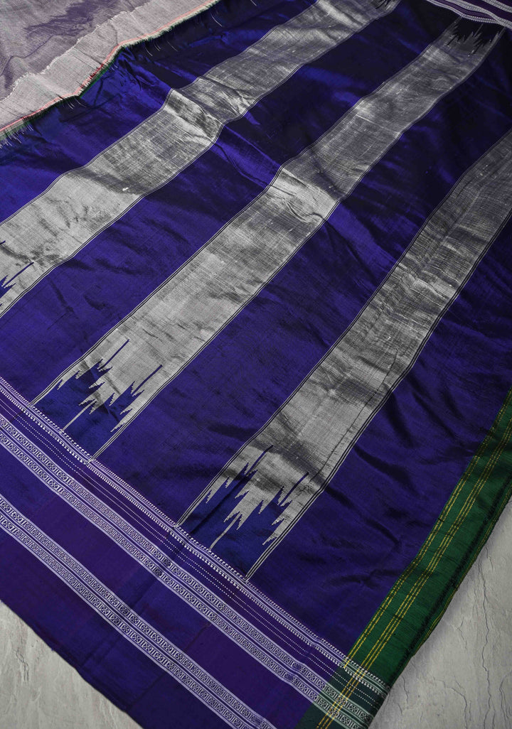 Dusty Amethyst Ilkal Silk Cotton Saree with Resham Thred buttas on Purple Border