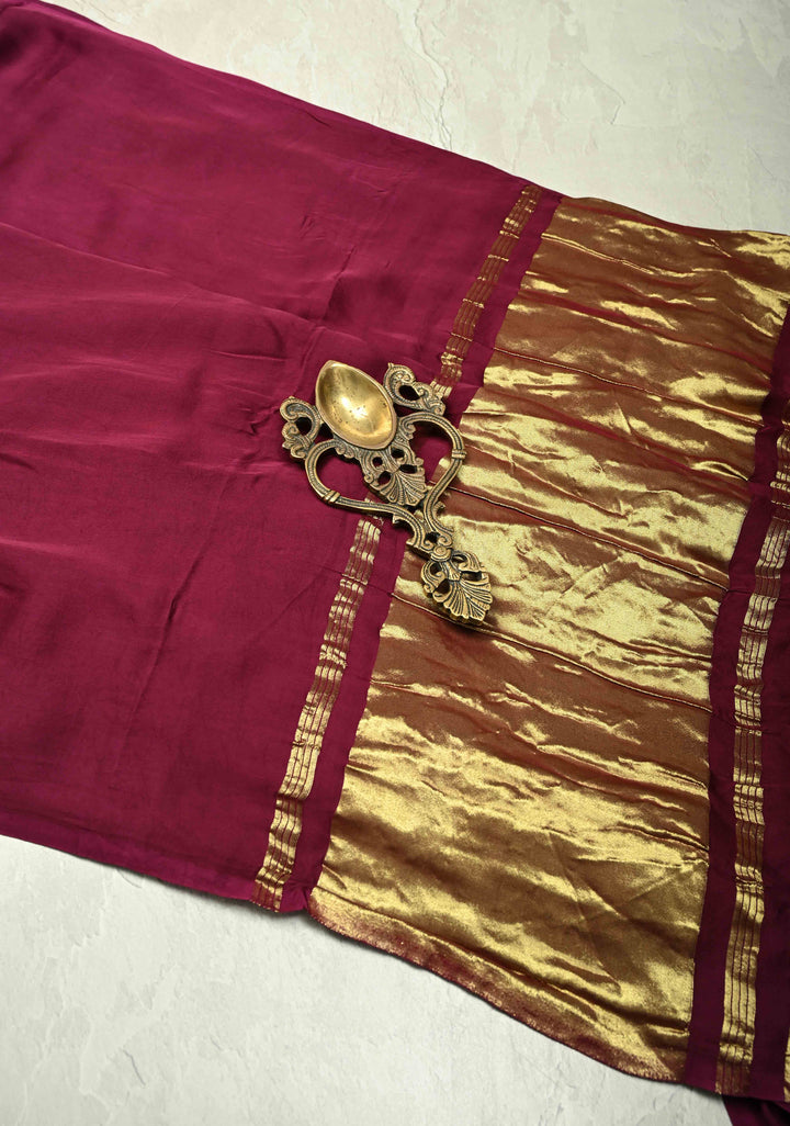 Deep Wine Modal Silk Saree with  Lagda Patta zari Pallu