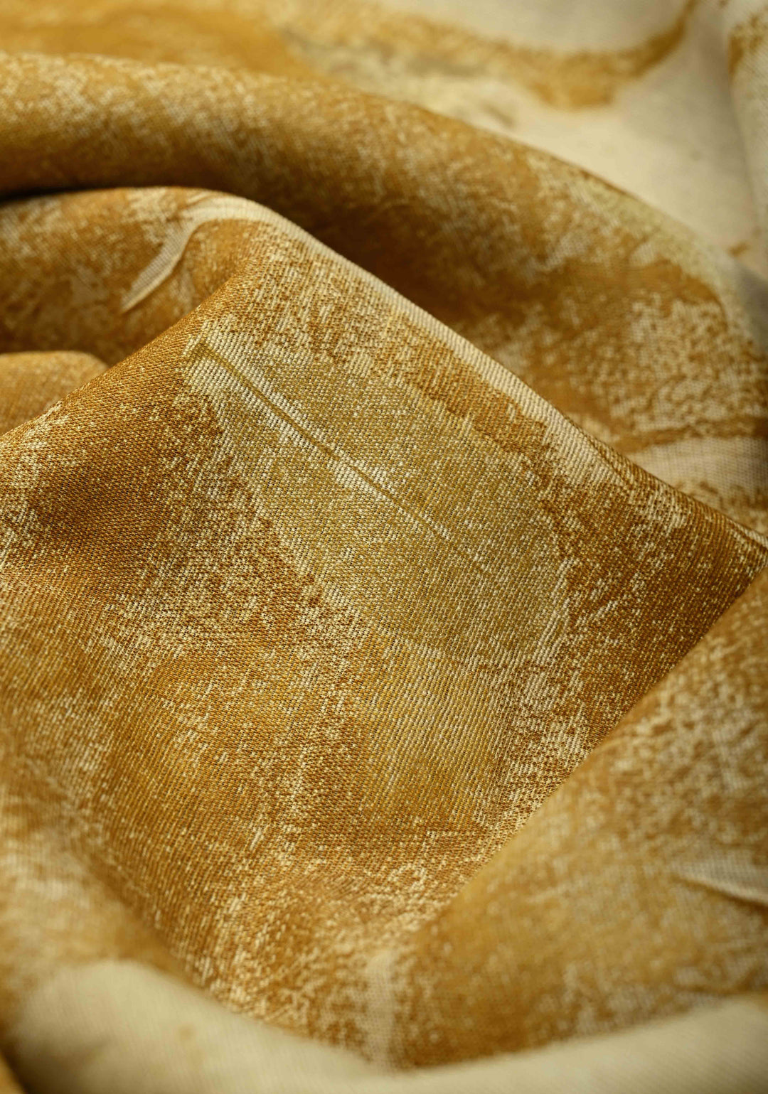 Golden Yellow Leaf Eco print on Chanderi  Silk Saree with Minimal Zari Border