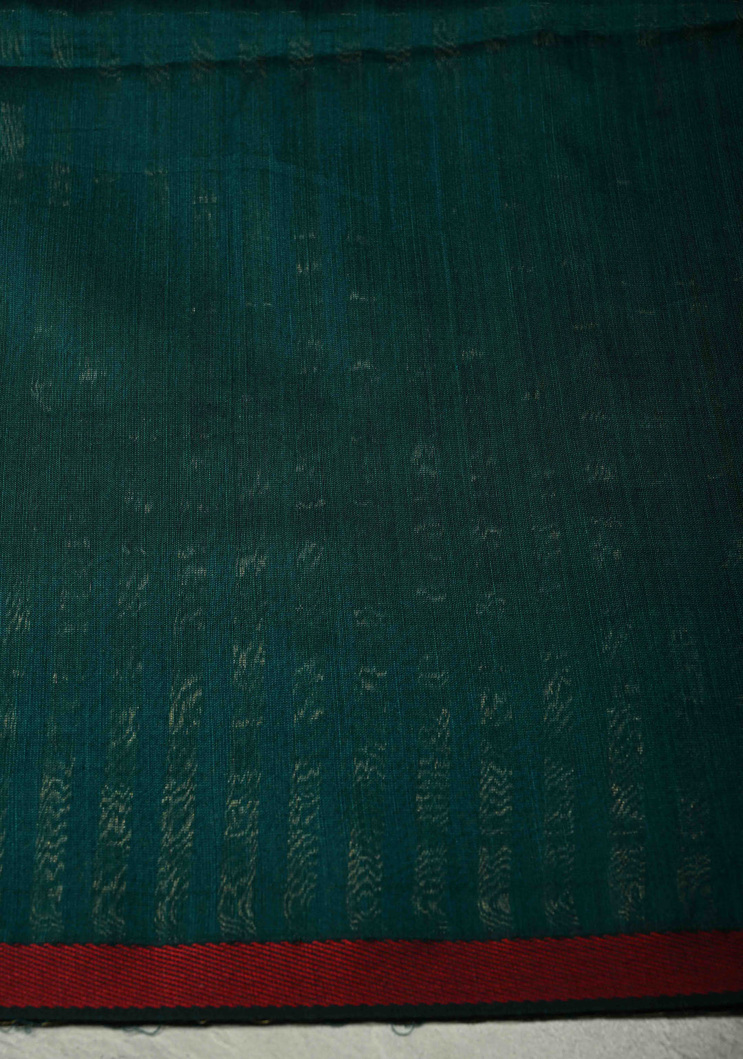 Green Handwoven Maheshwari Tissue Silk Cotton Saree with Vertical Stripes and Minimal Zari Borders