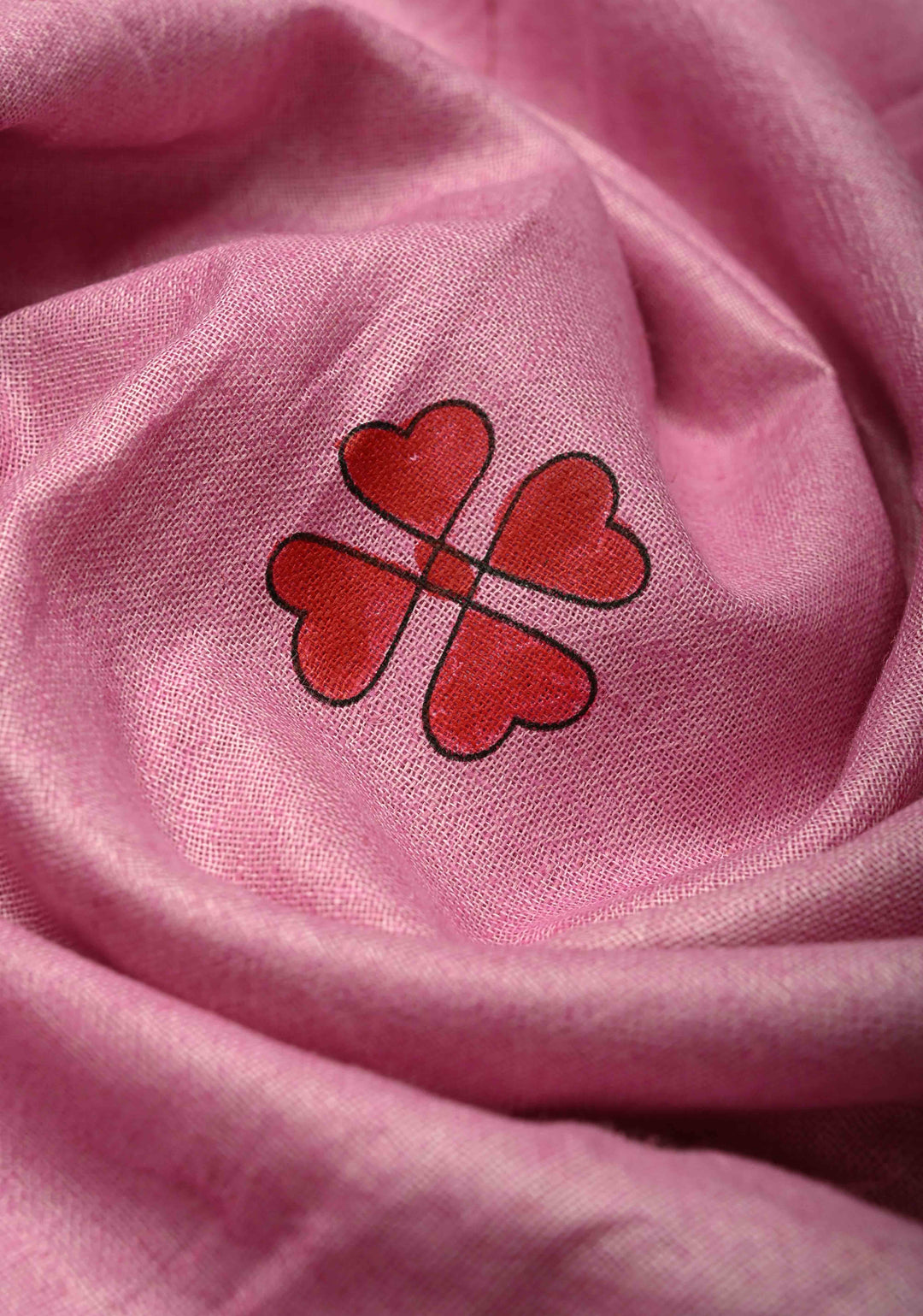 Pink Linen by Cotton Saree with Madhubani Hand-Painting