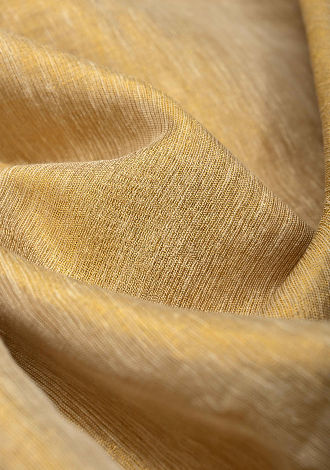 Ivory-Gold Borderless Linen by Tissue Saree