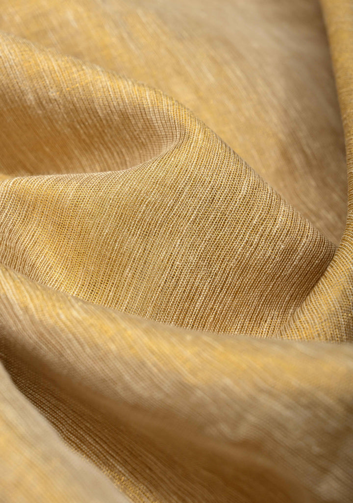 Ivory-Gold Borderless Linen by Tissue Saree
