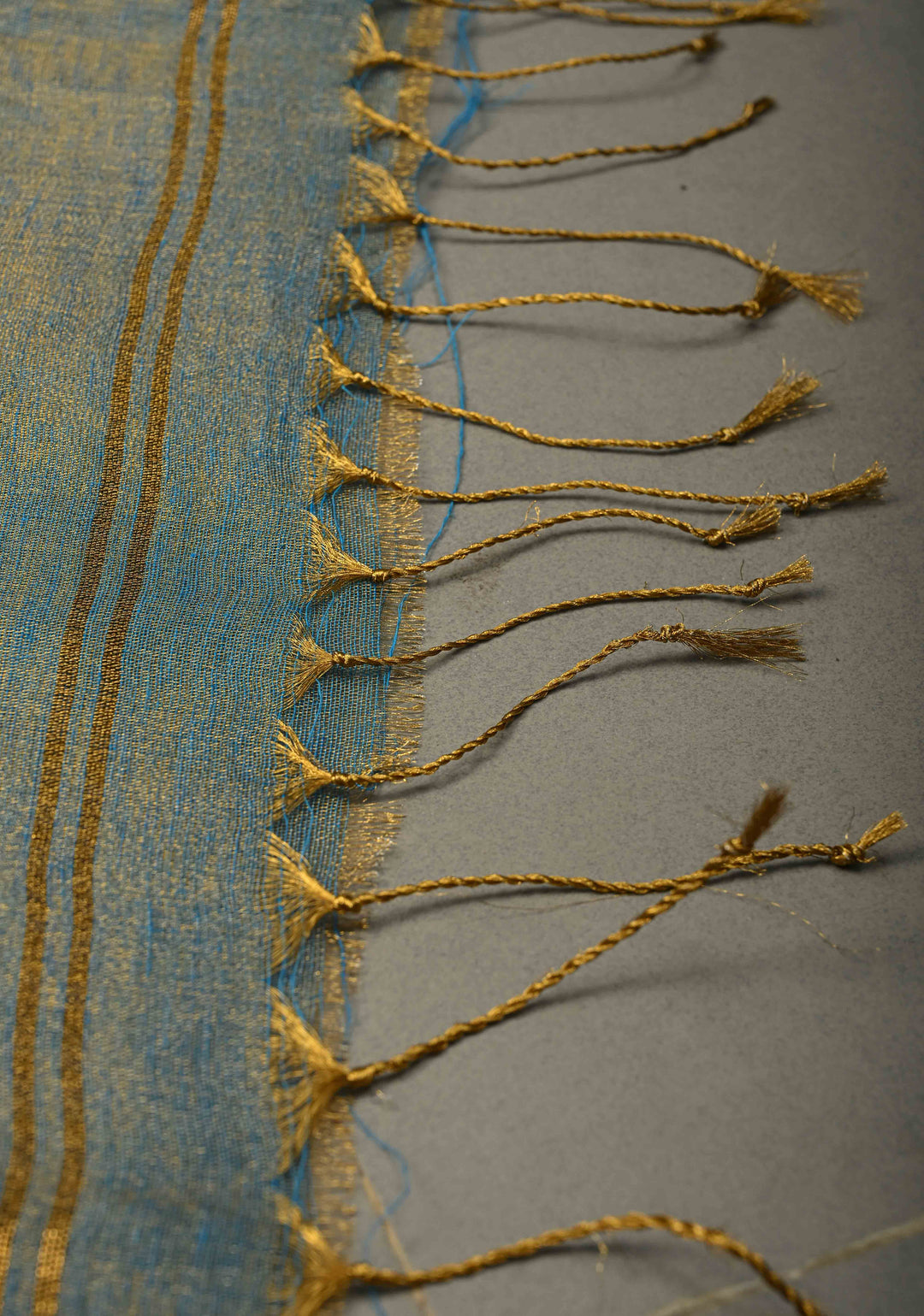 Azure Blue Borderless Linen by Tissue Saree