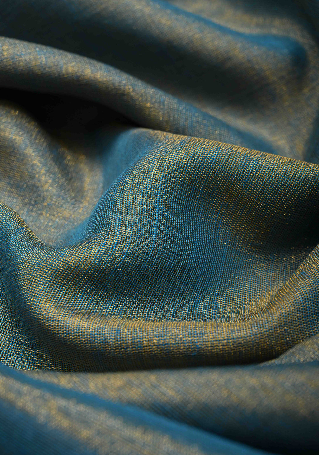 Azure Blue Borderless Linen by Tissue Saree