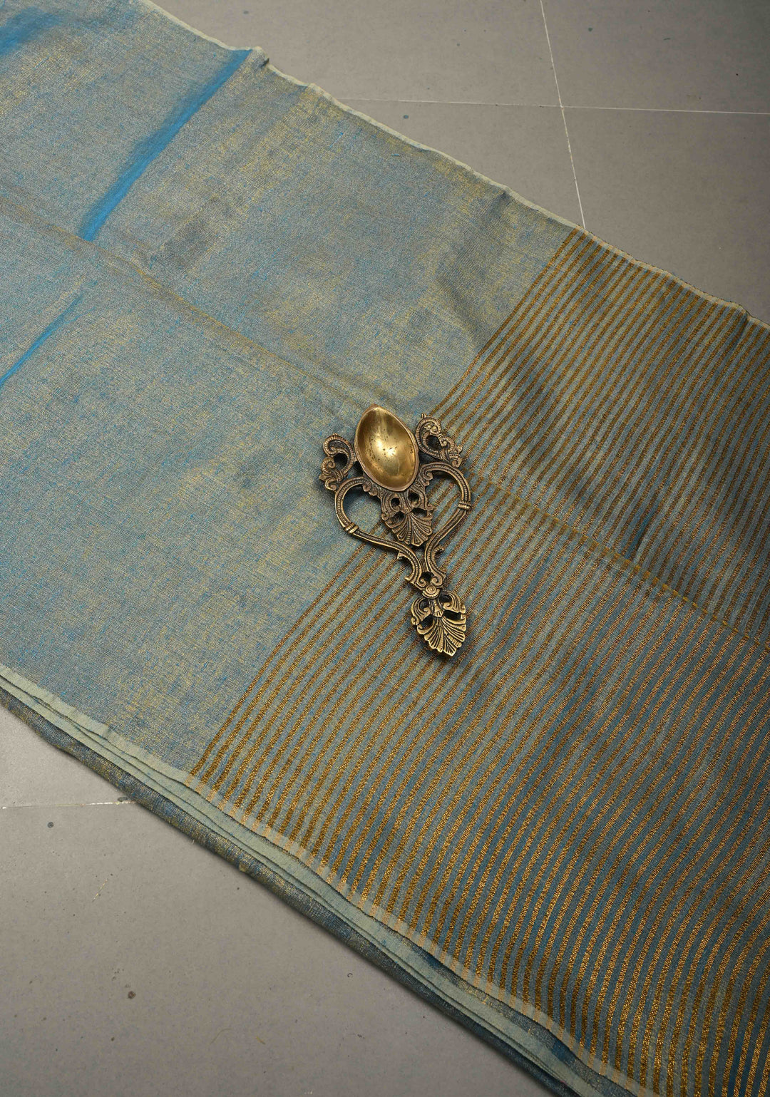 Azure Blue Borderless Linen by Tissue Saree