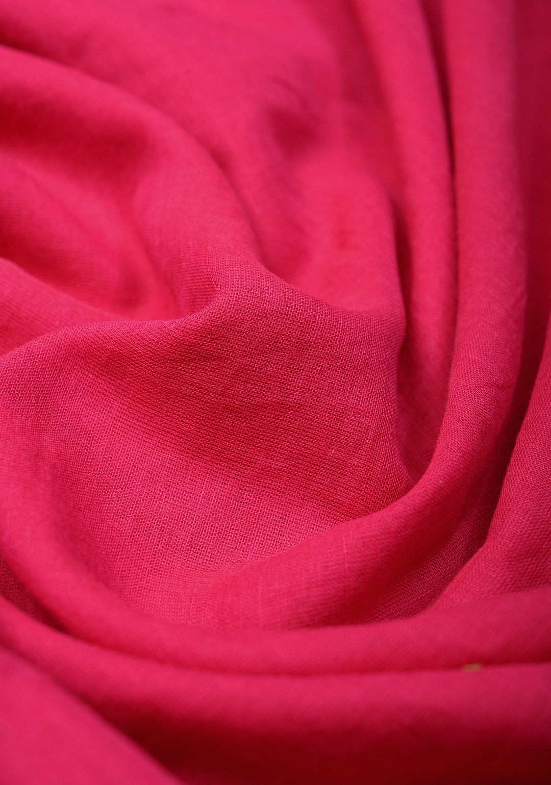 Rani Pink Mulmul Cotton Saree with Green Long Tassels, No Blouse Piece
