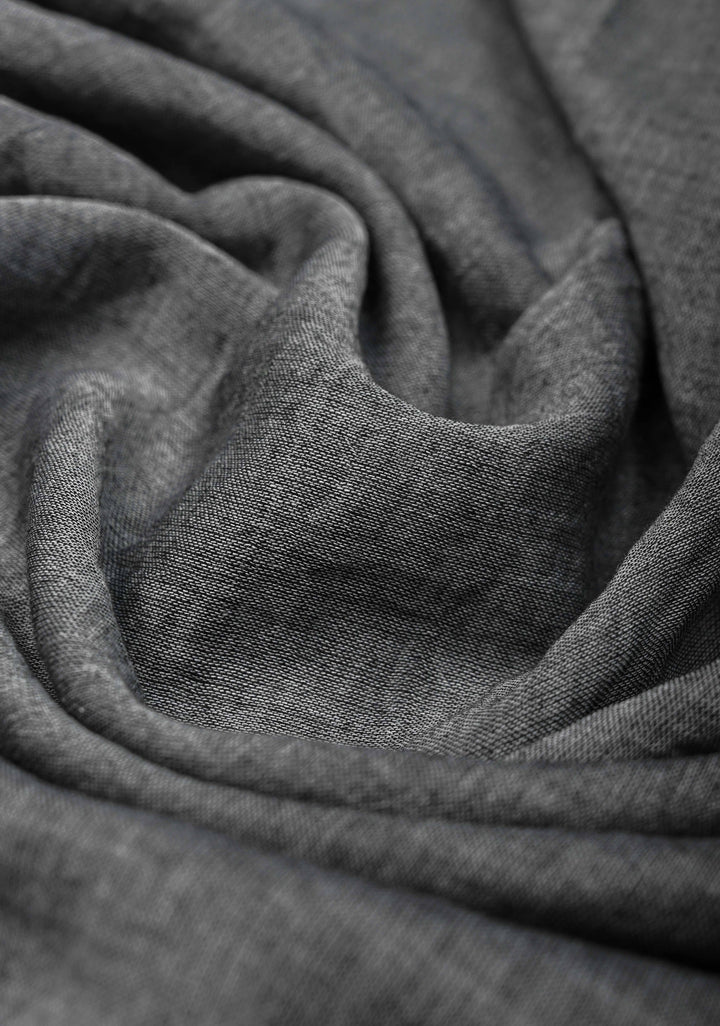 Gray Mulmul Cotton Saree with Yellow Long Tassels, No Blouse Piece | SHOBITAM