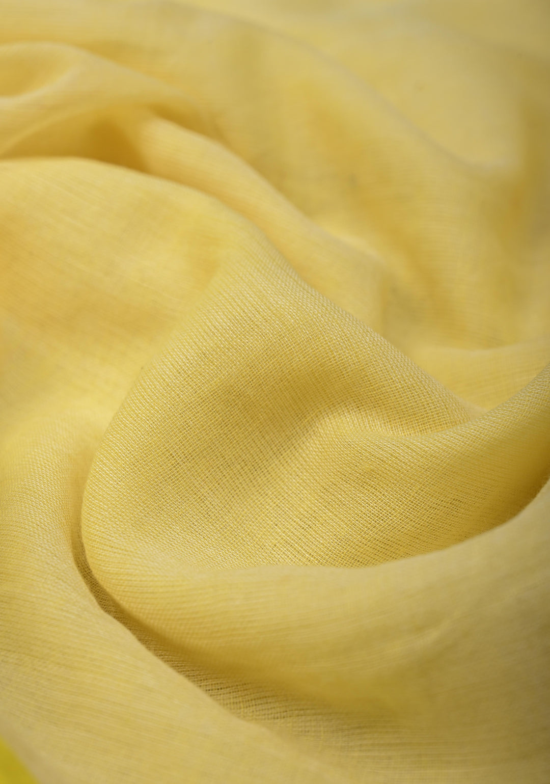 Butter Yellow  Mulmul Cotton Saree with Long Tassels, No Blouse Piece | SHOBITAM