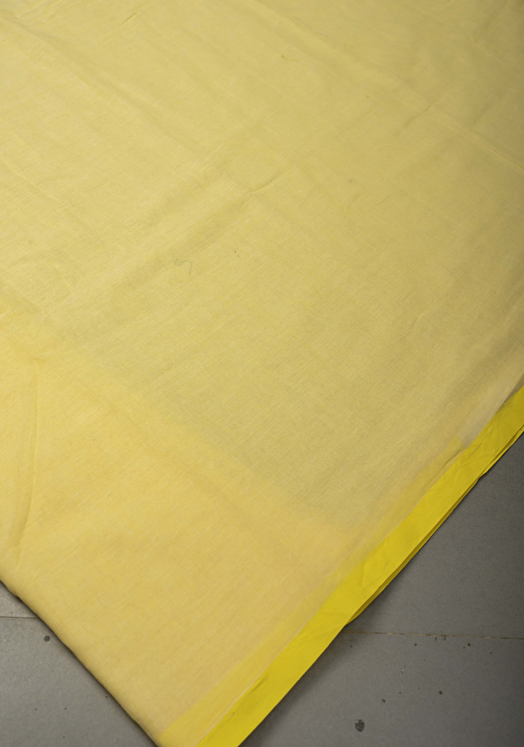 Butter Yellow  Mulmul Cotton Saree with Long Tassels, No Blouse Piece | SHOBITAM