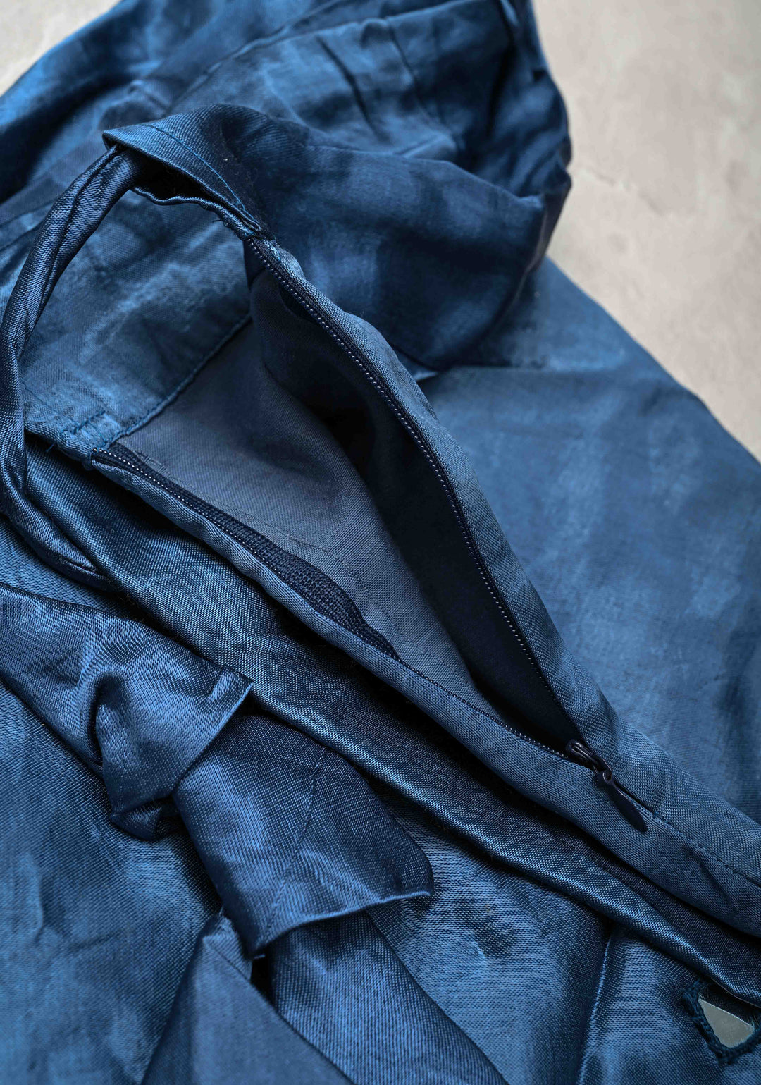 Prussian Blue Modal Silk Skirt with Chunky Kutchi Mirror Embroidery, Handmade Skirt, made to order
