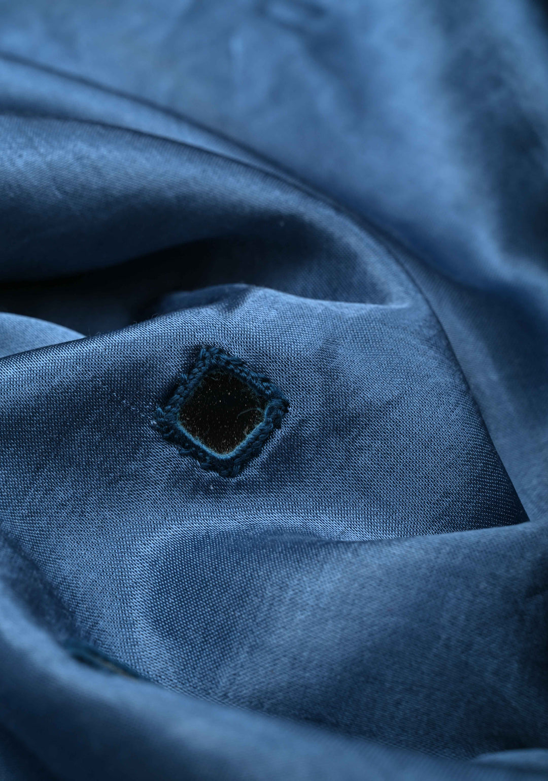 Prussian Blue Modal Silk Skirt with Chunky Kutchi Mirror Embroidery, Handmade Skirt, made to order
