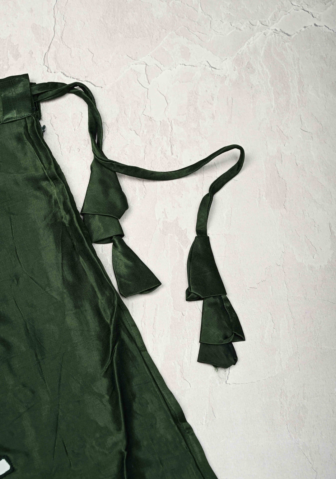Deep Green Modal Silk Skirt with Chunky Kutchi Mirror Embroidery, Handmade Skirt, made to order