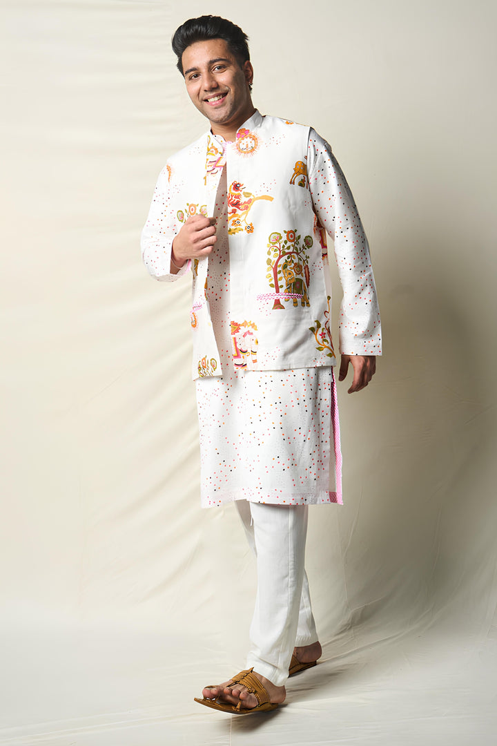 SUKH VANA SET OF 3 ( KURTA +PANT+ jACKET ) MAN | SHOBITAM