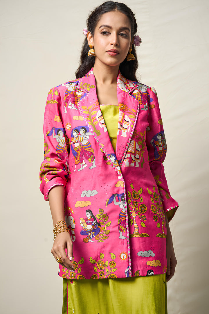 SUKH VANA PINK JACKET + DRESS (SET OF 2) | SHOBITAM